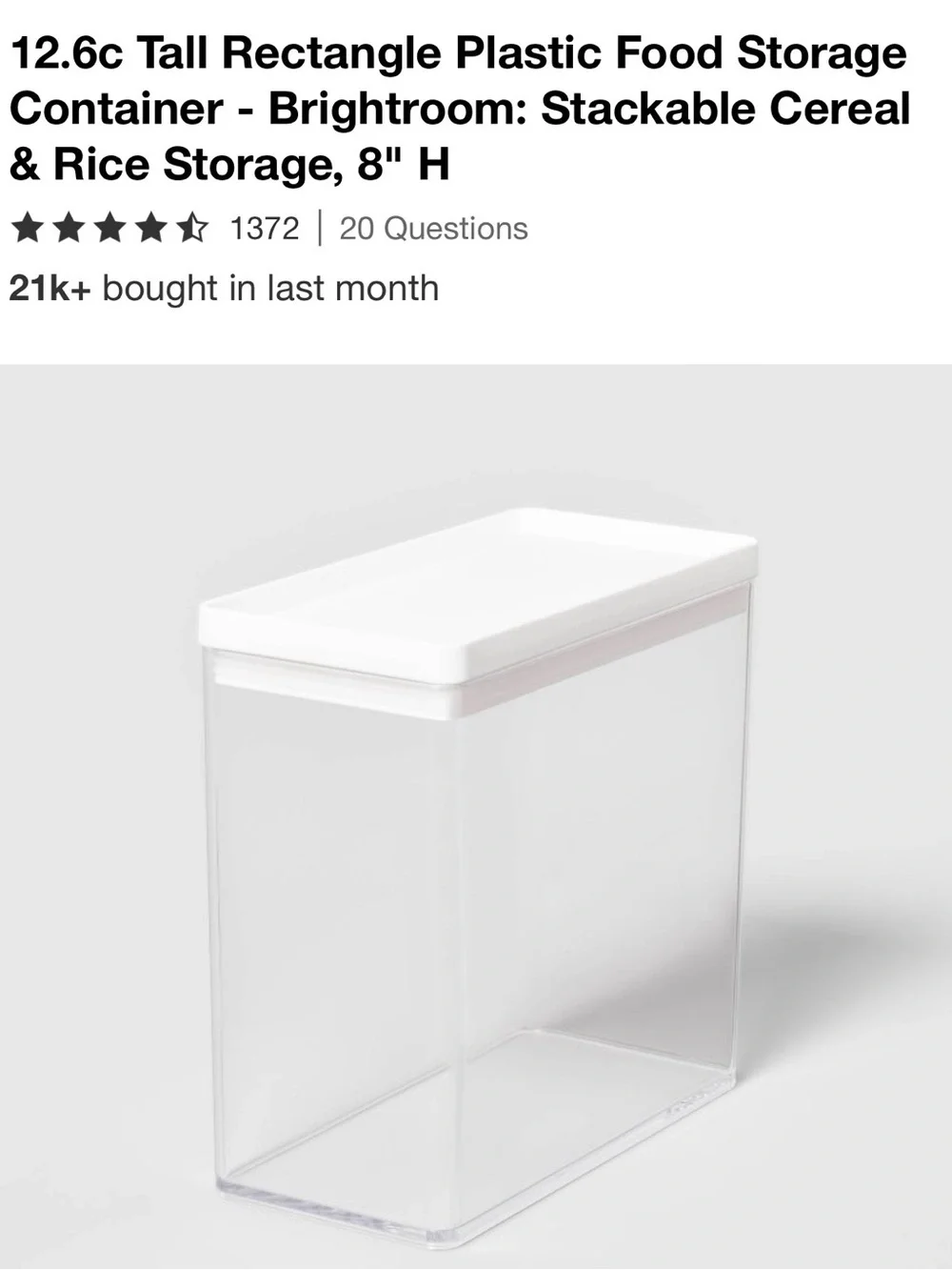Target Clear Pantry Storage Container with White Lid
